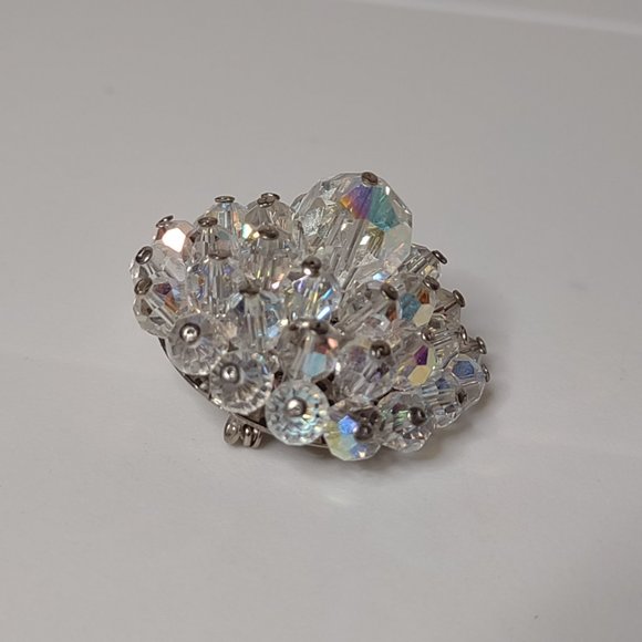 Vintage Pretty Clear Glass Bead Brooch - Picture 4 of 9